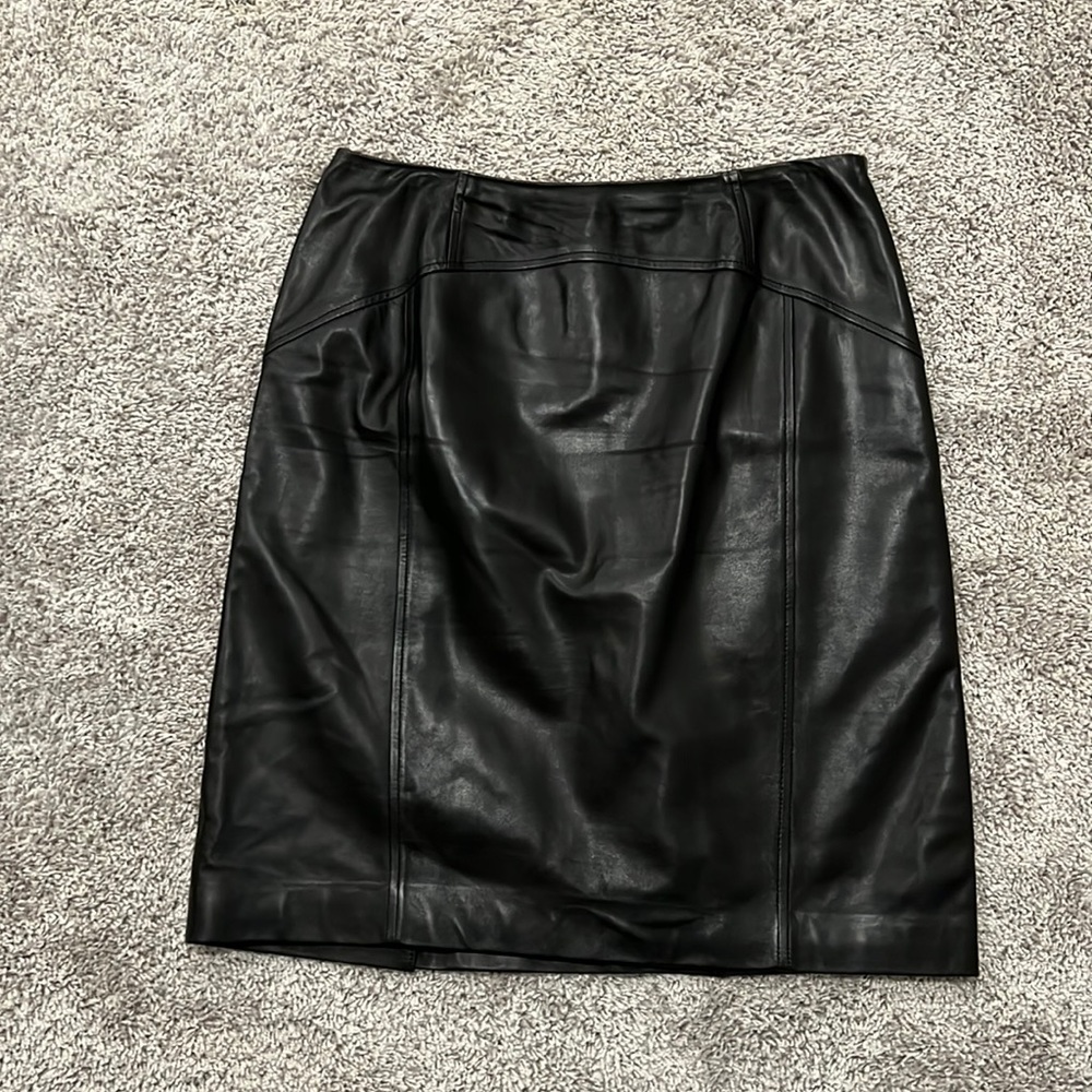 Talbots Black Genuine Leather Pencil Skirt size 10